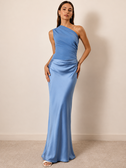 Celestia Women's One Shoulder Maxi Dress | Elegant Side Split Evening Gown