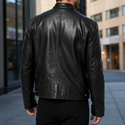 Kingsley Men's Heritage Leather Jacket | Classic Zip-Up Vintage Motorcycle Jacket
