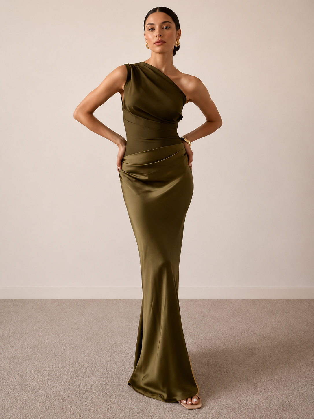 Celestia Women's One Shoulder Maxi Dress | Elegant Side Split Evening Gown