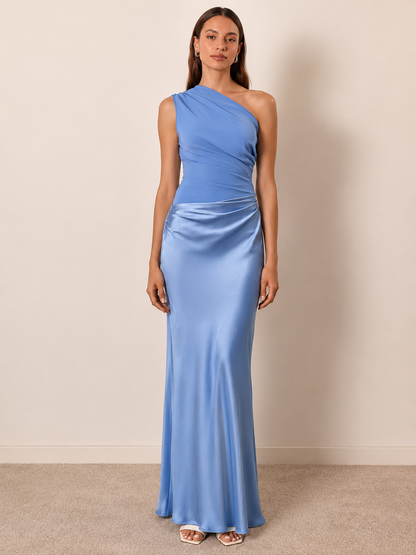 Celestia Women's One Shoulder Maxi Dress | Elegant Side Split Evening Gown