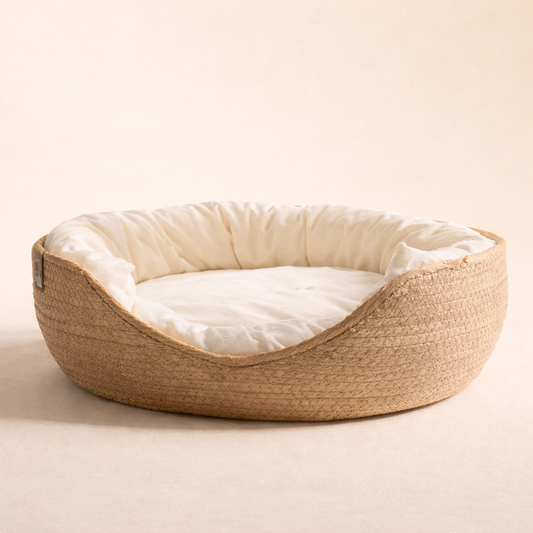 The CloudBed - Eco-Friendly Woven Dog Bed Sofa – Breathable Bamboo Style Pet House for Indoor Dogs & Small Pets