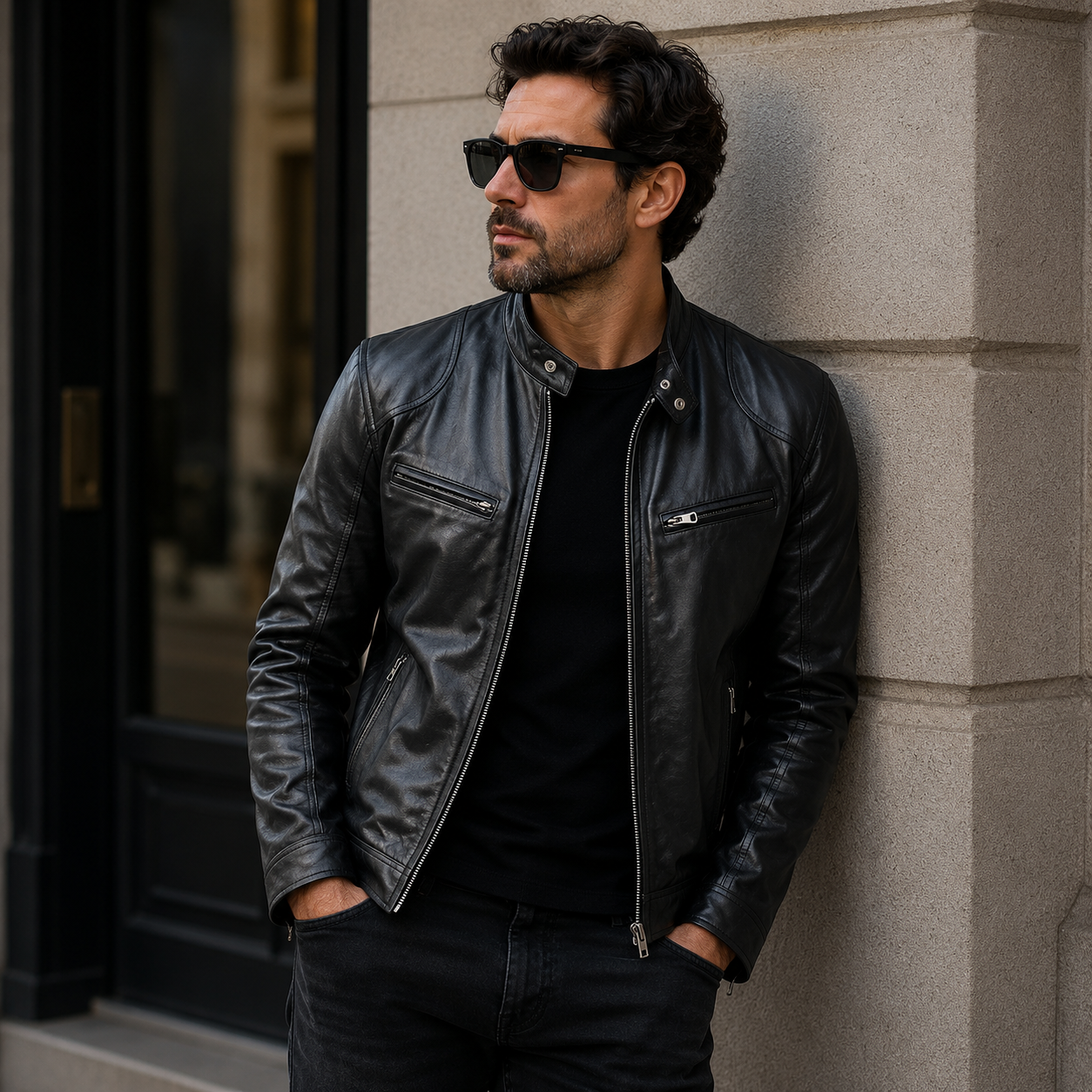 Kingsley Men's Heritage Leather Jacket | Classic Zip-Up Vintage Motorcycle Jacket