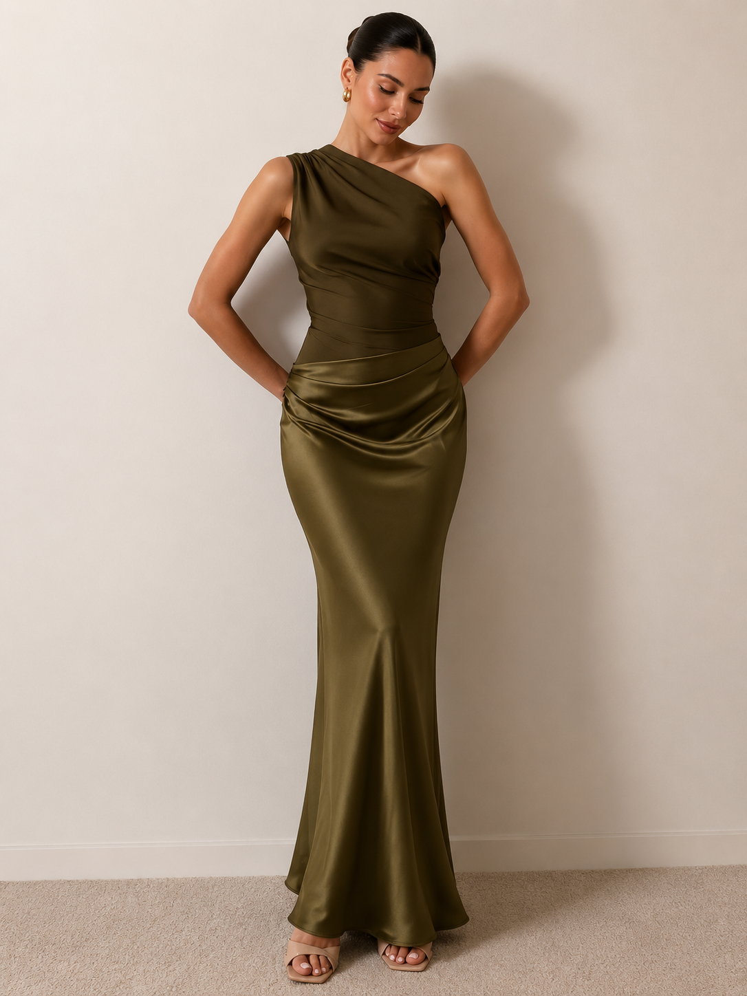 Celestia Women's One Shoulder Maxi Dress | Elegant Side Split Evening Gown