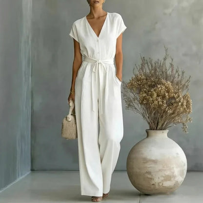 Virella Women's Tailored Wide Leg Jumpsuit | Elegant Sleeveless One Piece Outfit