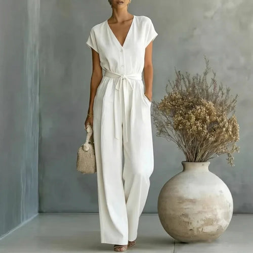 Virella Women's Tailored Wide Leg Jumpsuit | Elegant Sleeveless One Piece Outfit