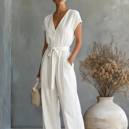 Virella Women's Tailored Wide Leg Jumpsuit | Elegant Sleeveless One Piece Outfit