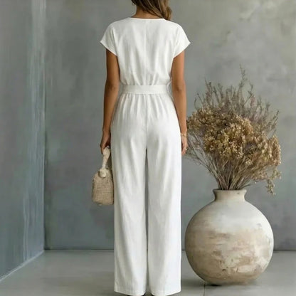 Virella Women's Tailored Wide Leg Jumpsuit | Elegant Sleeveless One Piece Outfit