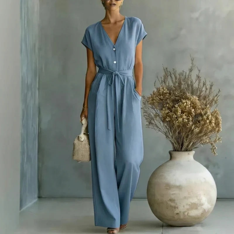 Virella Women's Tailored Wide Leg Jumpsuit | Elegant Sleeveless One Piece Outfit