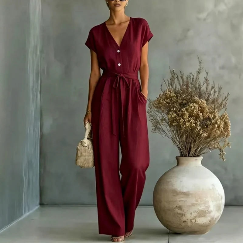 Virella Women's Tailored Wide Leg Jumpsuit | Elegant Sleeveless One Piece Outfit
