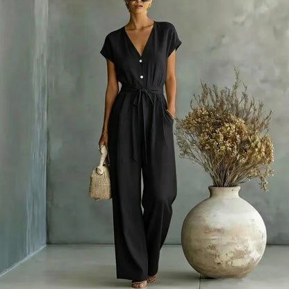 Virella Women's Tailored Wide Leg Jumpsuit | Elegant Sleeveless One Piece Outfit