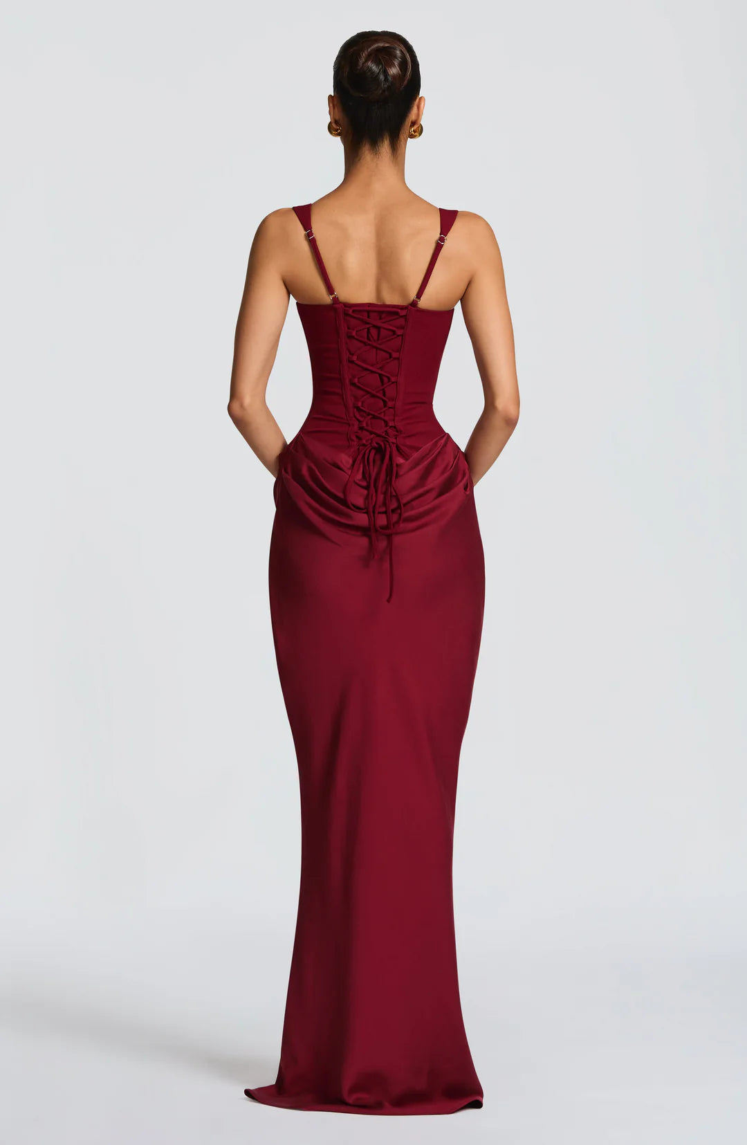 Corselle Women's Corset Maxi Dress | Square Neck Bodycon Evening Dress with Wide Straps