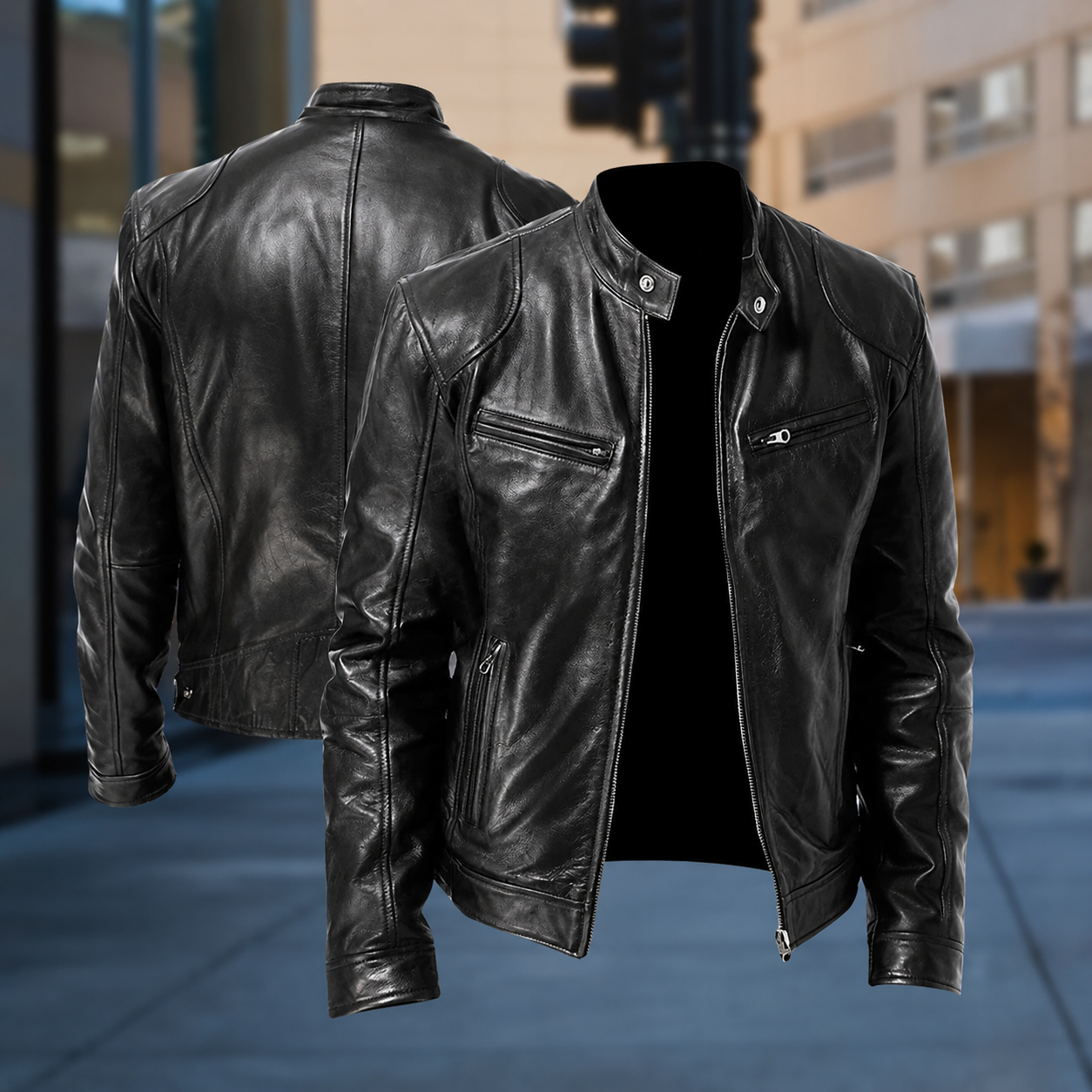 Kingsley Men's Heritage Leather Jacket | Classic Zip-Up Vintage Motorcycle Jacket