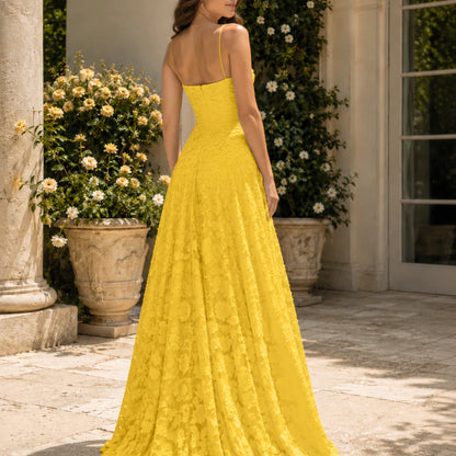 Fiorenza Women's Floral Lace Maxi Dress | Spaghetti Strap Elegant A-Line Evening Dress