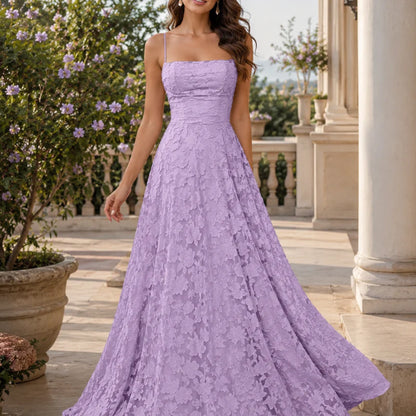 Fiorenza Women's Floral Lace Maxi Dress | Spaghetti Strap Elegant A-Line Evening Dress